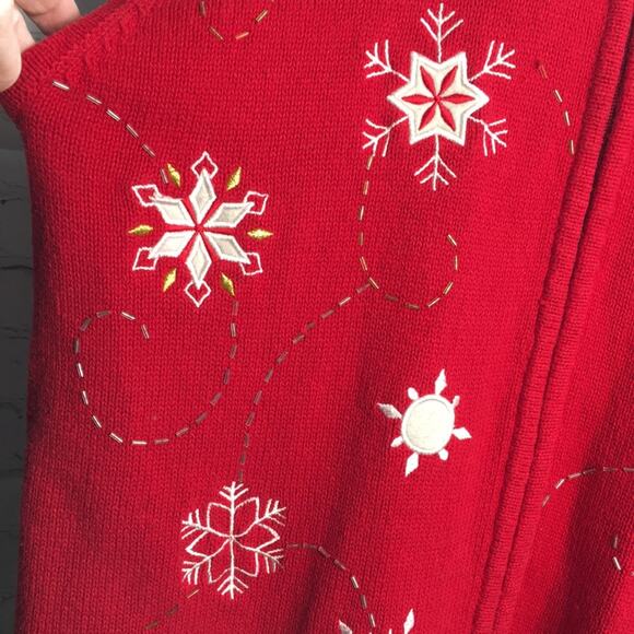 Southern‎ Lady II Red Winter Snowflake Sweater Vest Women's Size 1X - Picture 2 of 10